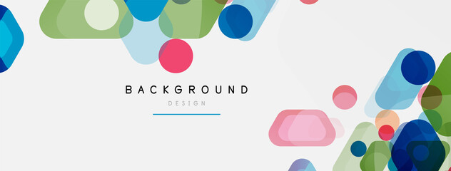 Color bubbles and rounded geometric shapes on white. Vector geometric minimal abstract background for wallpaper, banner, background, landing page