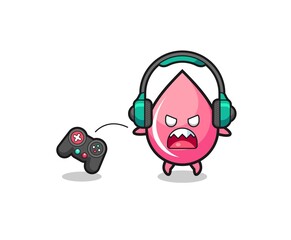 strawberry juice drop gamer mascot is angry