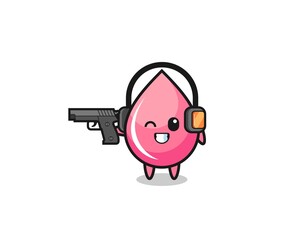 illustration of strawberry juice drop cartoon doing shooting range