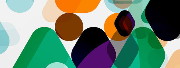 Color bubbles and rounded geometric shapes on white. Vector geometric minimal abstract background for wallpaper, banner, background, landing page