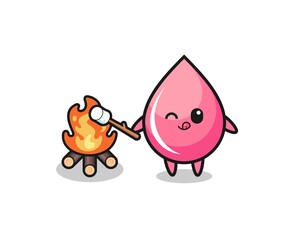 strawberry juice drop character is burning marshmallow