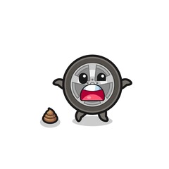 car wheel earth surprised to meet poop