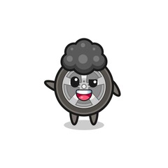 car wheel character as the afro boy