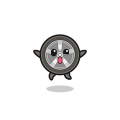 car wheel character is jumping gesture
