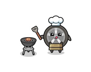 car wheel barbeque chef with a grill