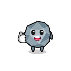stone mascot doing thumbs up gesture