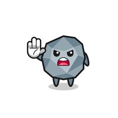 stone character doing stop gesture