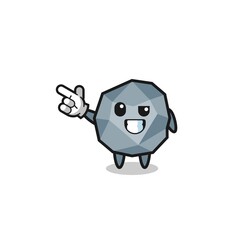 stone mascot pointing top left