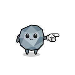 stone mascot with pointing right gesture