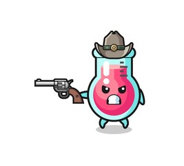 the laboratory beaker cowboy shooting with a gun