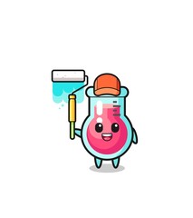 Obraz premium the laboratory beaker painter mascot with a paint roller