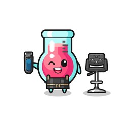 laboratory beaker barbershop is holding a trimer