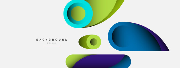 Abstract background. Minimal geometric circles and round style shapes with deep shadow effects. Trendy technology business template for wallpaper banner or background