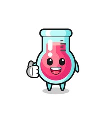 laboratory beaker mascot doing thumbs up gesture