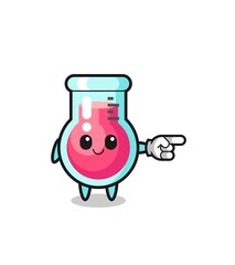 laboratory beaker mascot with pointing right gesture