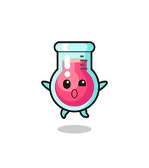 laboratory beaker character is jumping gesture