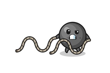 illustration of cannon ball doing battle rope workout