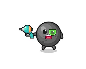 cute cannon ball holding a future gun