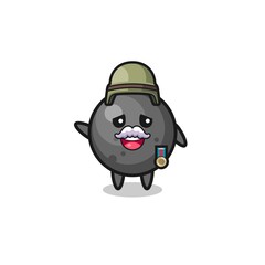Fototapeta premium cute cannon ball as veteran cartoon
