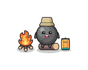 camping illustration of the cannon ball cartoon