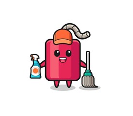 cute dynamite character as cleaning services mascot