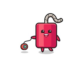cartoon of cute dynamite playing a yoyo