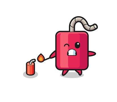 dynamite mascot illustration playing firecracker