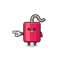dynamite cartoon with pointing left gesture