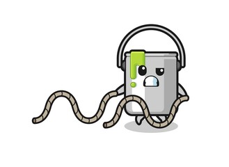 illustration of paint tin doing battle rope workout