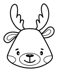 Coloring book or page for kids. Elk black and white outline illustration.
