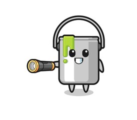 paint tin mascot holding flashlight
