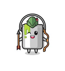 paint tin cartoon as medieval archer mascot