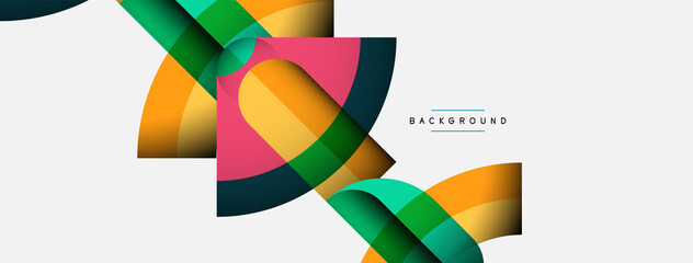 Obraz premium Trendy shapes, color minimal design composition, lines and shadows for wallpaper banner background or landing page