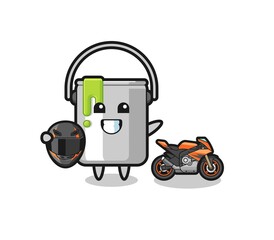 cute paint tin cartoon as a motorcycle racer