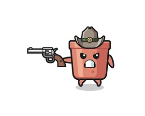 the flowerpot cowboy shooting with a gun