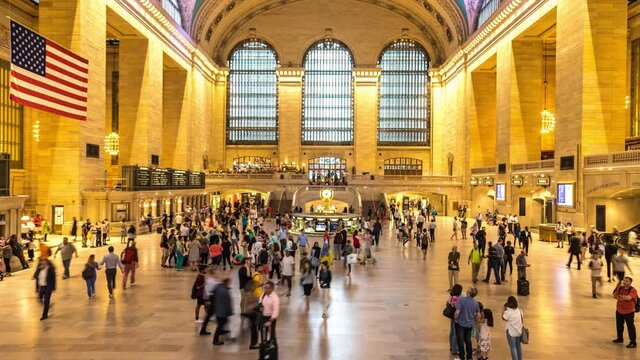 NEW YORK CITY, USA - MAY 15, 2019: Uhd 4k Timelapse Main hall Grand Central Station Terminal in Manhattan in New York City, USA
