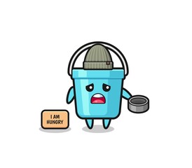 cute plastic bucket beggar cartoon character.