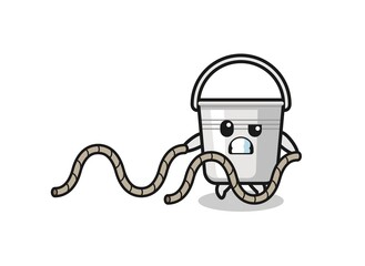 illustration of metal bucket doing battle rope workout