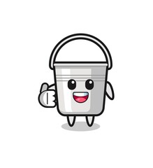 metal bucket mascot doing thumbs up gesture