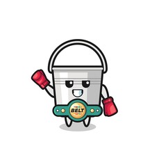 metal bucket boxer mascot character