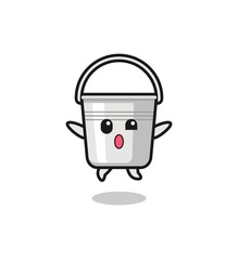 metal bucket character is jumping gesture