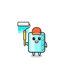 the ruler painter mascot with a paint roller