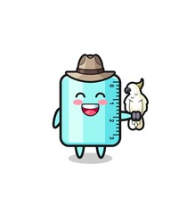 ruler zookeeper mascot with a parrot