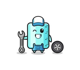 the ruler character as a mechanic mascot