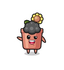 sunflower pot character as the afro boy