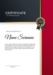 Professional red black gold certificate design Template