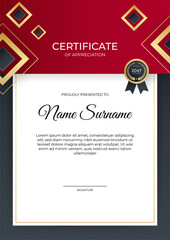 Modern gradient red black gold certificate design Template