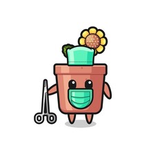 surgeon sunflower pot mascot character