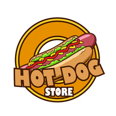 hot dog store logo concept