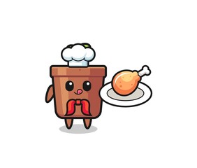 plant pot fried chicken chef cartoon character